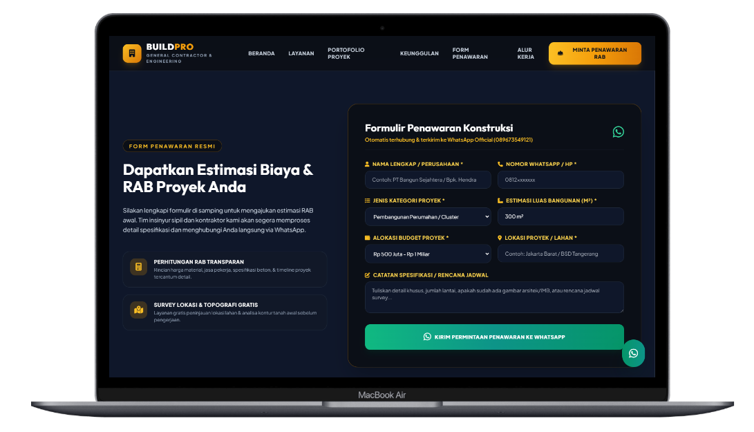 Kontraktor web landing